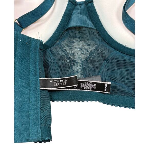 Victoria’s Secret Very Sexy Push-up Corset Bra Women's 38D Teal Black Lace - Picture 7 of 8